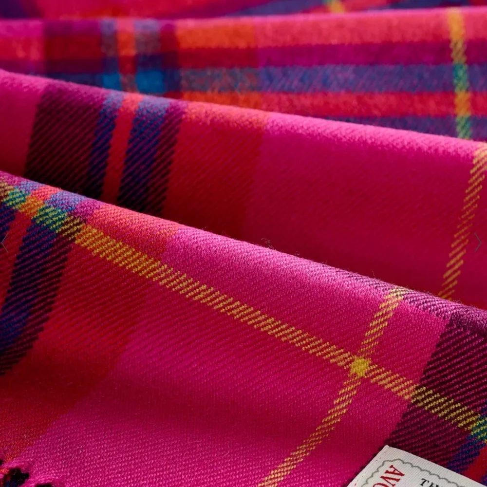 Hot Pink Check Woven Merino Scarf from Avoca The Mill Ireland